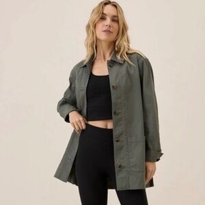 Pact Organic Twill Chore Utility Jacket Size XL Oversized Barn Lightweight Green